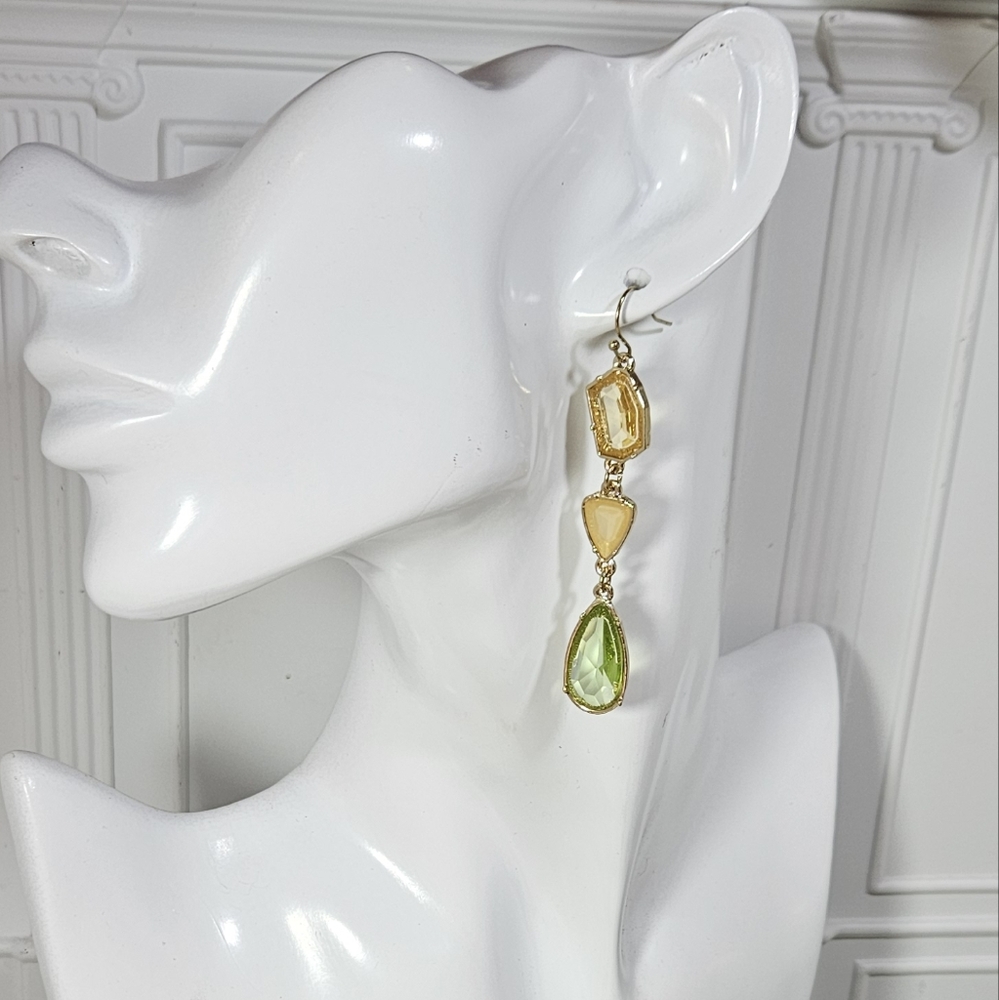 Stella & Dot Pippa Triple Drop Crystal Glass Earrings - Picture 3 of 6